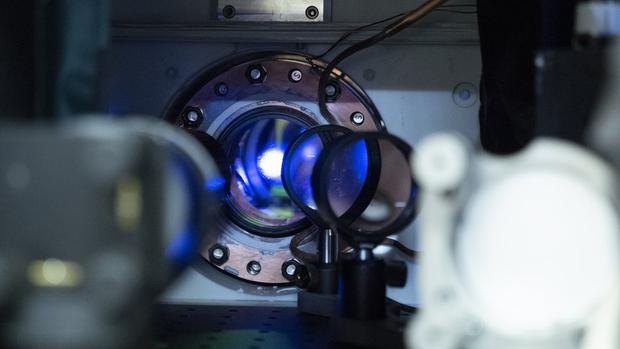 Optical clock that measures strontium atoms.