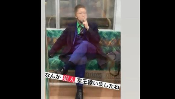Kyota Hattori, de 24 años, fue detenido tras atacar a puñaladas a varios pasajeros de un tren de Tokio, Japón. Iba vestido de Joker. (Captura de video / Twitter).