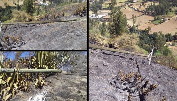 Áncash: incendio forestal daña tres postes de electrificación y deja sin luz a seis localidades