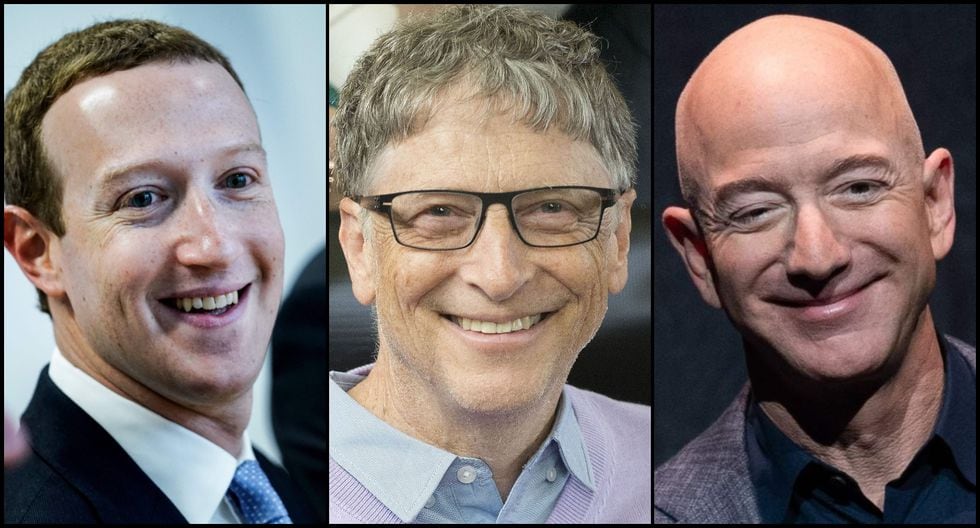 Bill Gates, Mark Zuckerberg, Jeff Bezos y otros multimillonarios de EE.UU, que se enriquecieron aún más con el coronavirus, según informe. Fotos:  AFP / Kenzo TRIBOUILLARD, AFP / SAUL LOEB, 
Daniel Acker/Bloomberg