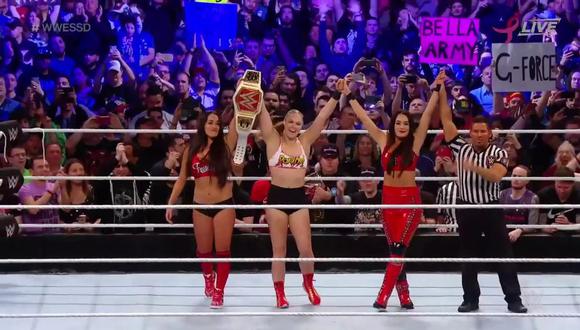 Ronda Rousey y las Gemelas Bella derrotaron al Escuadrón Riott. (Foto: WWE)