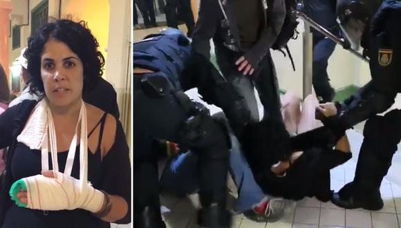 Así la dejaron los agentes de la Guardia Civil tras arrastrarla por el piso y las escaleras. (Fotos: Facebook)
