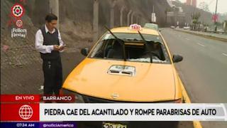 Barranco: piedra cae del acantilado y rompe parabrisas de taxi en la Costa Verde