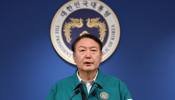 El presidente Yoon Suk-yeol en Seúl después de que una estampida de Halloween a fines del 29 de octubre matara a más de 150 personas.