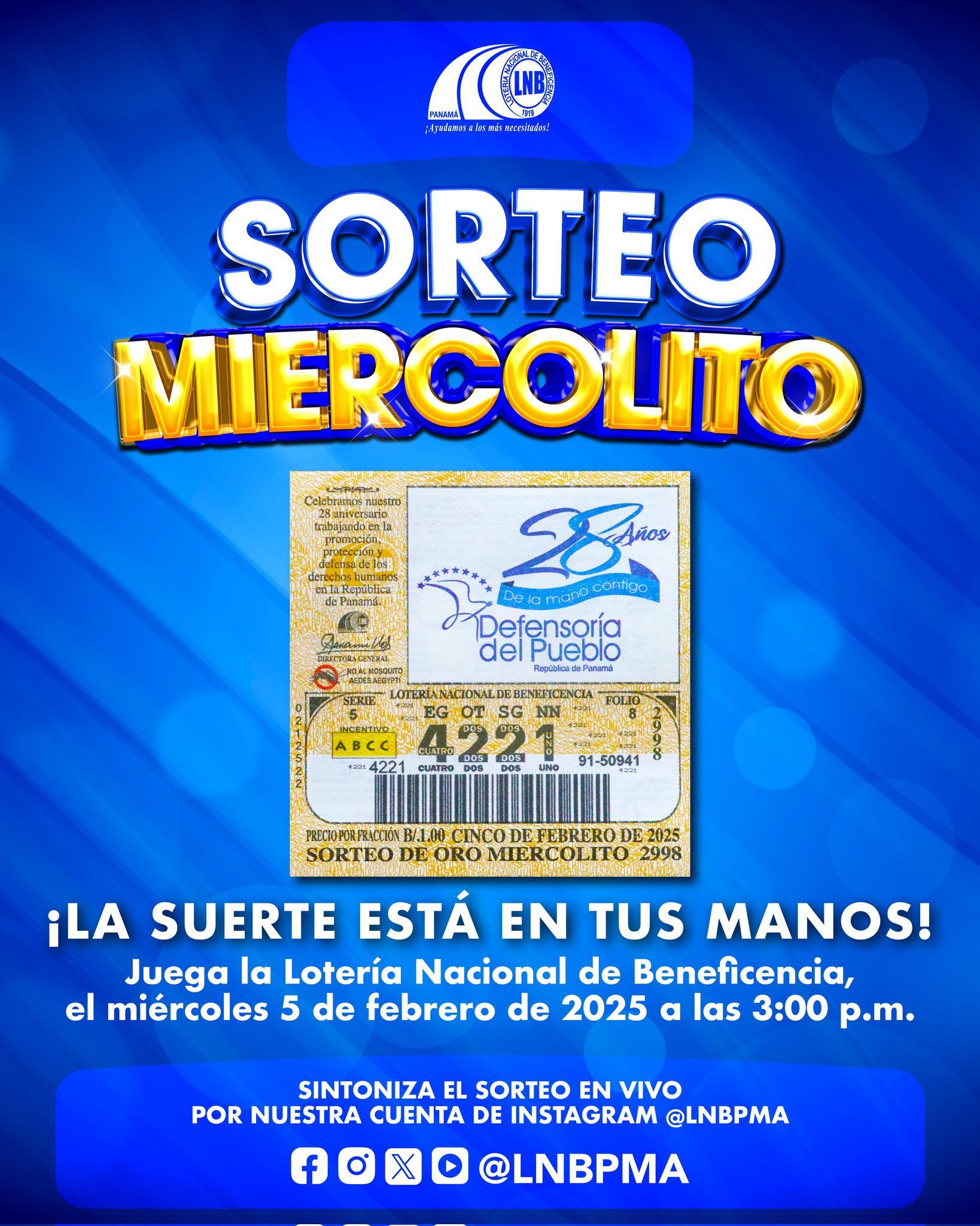 Conoce el billete para el sorteo Miercolito del miércoles 5 de febrero.