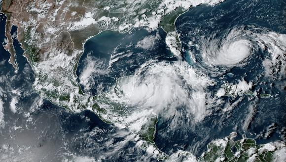 La tormenta tropical Idalia se formó el 27 de agosto en el Caribe, azotando el sureste de México con viento y lluvia. (Foto de NOAA/RAMMB / AFP)