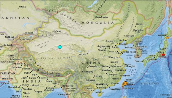 Un terremoto de magnitud 5,5 sacudió la provincia de Qinghai, al noroeste de China, el 4 de abril de 2024. (Captura de USGS)