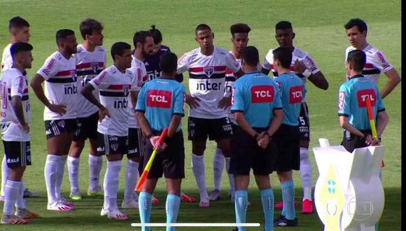 El partido entre Goiás y Sao Paulo quedó suspendido por casos de coronavirus. (Foto: Globo TV)