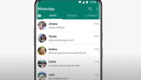 Interfaz de los contactos de WhatsApp.
