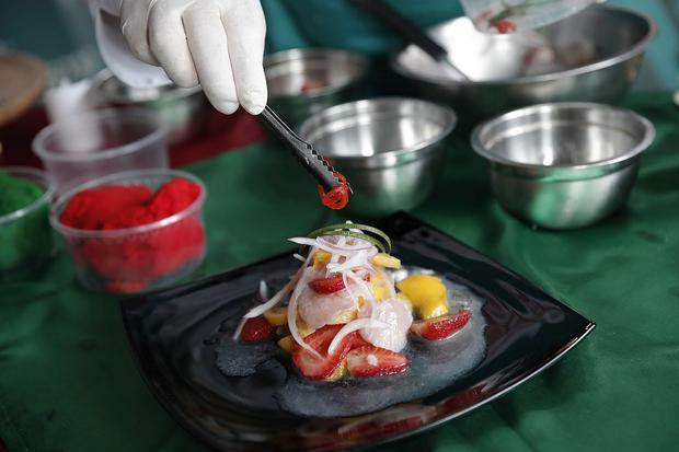 The fruits of the ceviche are mango and strawberries.  (Renzo Salazar / GEC)