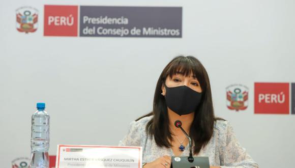 La presidenta del Consejo de Ministros, Mirtha Vásquez, encabezó este miércoles 29 de diciembre una conferencia de prensa en la sede de la PCM | Foto: @pcmperu