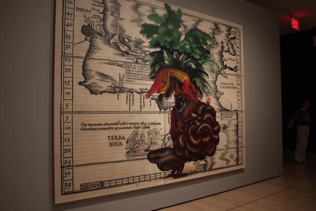 'Terra Nova', a painting by Dominican artist Firela Báez, part of the 'Chosen Memories' exhibition, at MoMA in New York.  (PHOTO: Enrique Planas)
