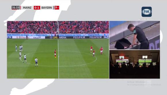 El español Thiago Alcántara fue víctima de una polémica anulación de gol tras anotar en el arco del Mainz 05. El árbitro del partido recurrió al VAR para tomar la decisión en contra del Bayern Múnich (Foto: captura de pantalla)
