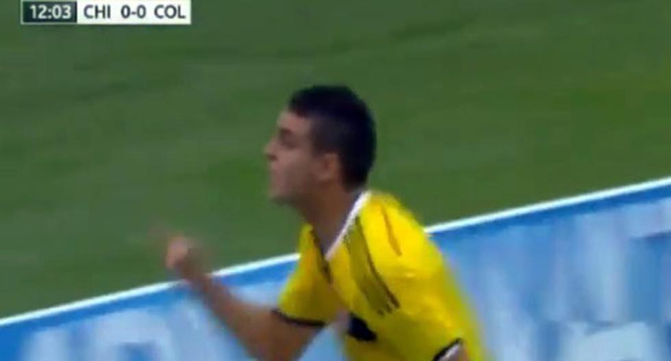 Rafael Borre le da el primer gol a Colombia. (Foto: Captura)