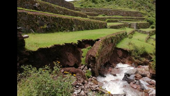 Intensas lluvias provocan el colapso de parte de andenería inca de parque arqueológico de Pisac, en Cusco (Foto: Juan Sequeiros)