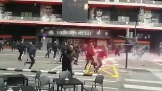 Barcelona vs. Valencia: violento enfrentamiento entre ultras cerca al Mestalla previo al partido [VIDEO]