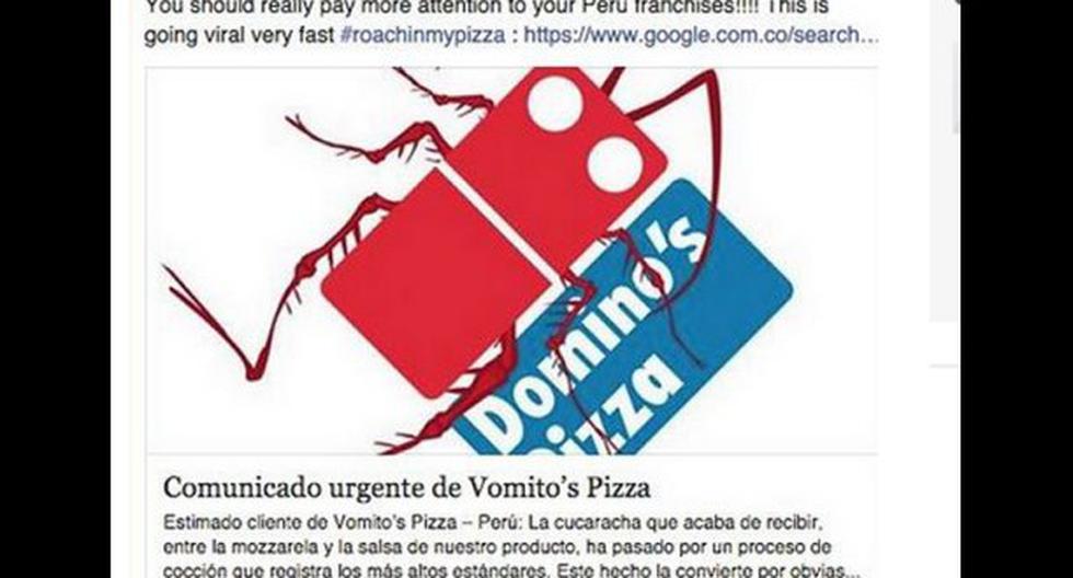 Este es el mensaje dejado por el usuario de Facebook a Domino\'s Pizza Estados Unidos. (Foto: Captura El Comercio)