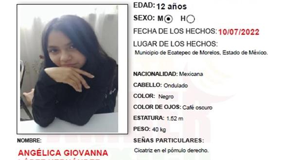 Angélica Giovanna había desaparecido el 10 de julio en el Estado de México.