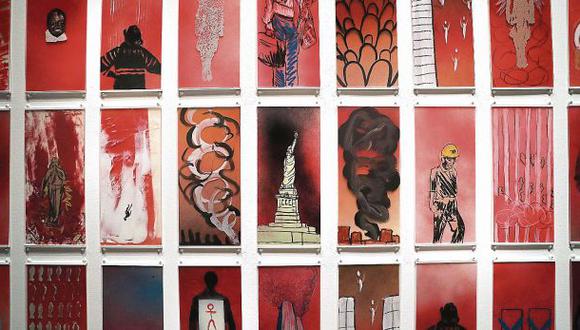 Detalle de &ldquo;Gesture&rdquo;, collage compuesto por cerca de 3.000 pinturas, de la artista Manju Shandler, que ser&aacute; expuesto desde ma&ntilde;ana en el 9/11 Memorial &amp; Museum de Nueva York. (Foto: AFP)