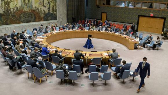 Fotografía cedida por la ONU de una vista del pleno del Consejo de Seguridad durante una sesión extraordinaria sobre las amenazas a la paz y la seguridad internacionales, hoy, en la sede del organismo internacional en Nueva York (EE.UU.) (EFE/ Manuel Elías / ONU).