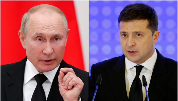 Los presidentes de Rusia y Ucrania, Vladimir Putin y Volodimir Zelenski.