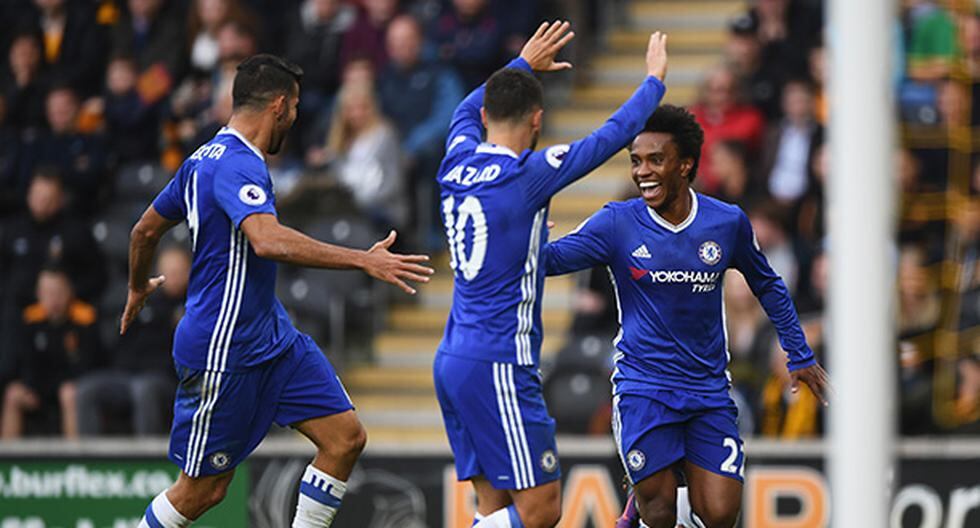 Chelsea dejó atrás los malos resultados de sus últimos partidos y sacó un triunfo de visita ante Hull City, con goles de Willian y Diego Costa. (Foto: Getty Images)