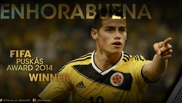 James Rodríguez ganó el Premio Puskas al mejor gol del 2014