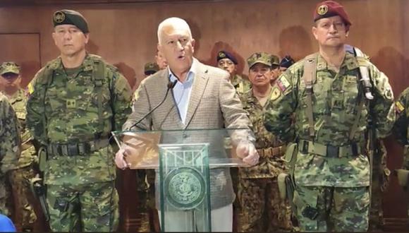 El ministro de Defensa de Ecuador Luis Lara. (Captura de video).