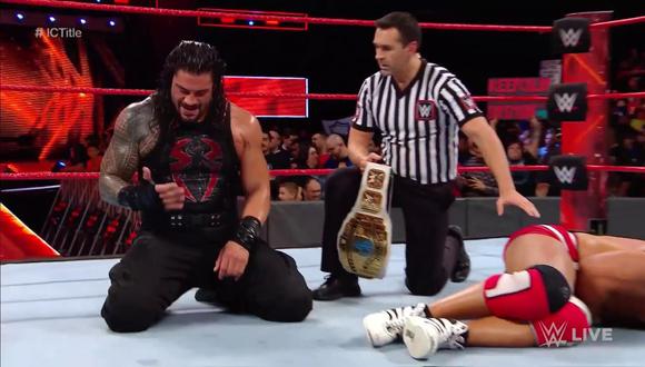 Roman Reigns retuvo el título Intercontinental de la WWE ante Jason Jordan. (Foto: Twitter)
