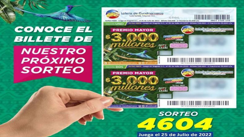 Resultados de la Lotería de Cundinamarca 4604 del lunes 25 de julio
