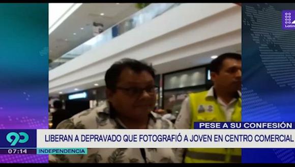 Una mujer dio aviso a la joven que estaba siendo fotografiada por el ingeniero Jhonny Romero Torero (Captura: Latina)