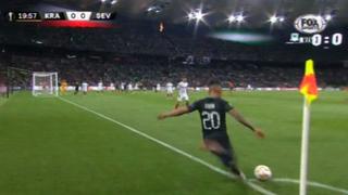 Sevilla vs. Krasnodar: Christian Cueva ejecutó este tiro de esquina que casi acaba en gol | VIDEO