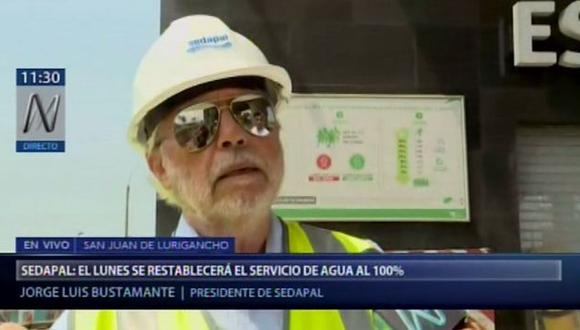 El presidente de Sedapal, Jorge Luis Bustamante, estimó que este lunes 28 de enero el distrito de San Juan de Lurigancho contaría con el servicio de agua potable. (Video: Canal N)