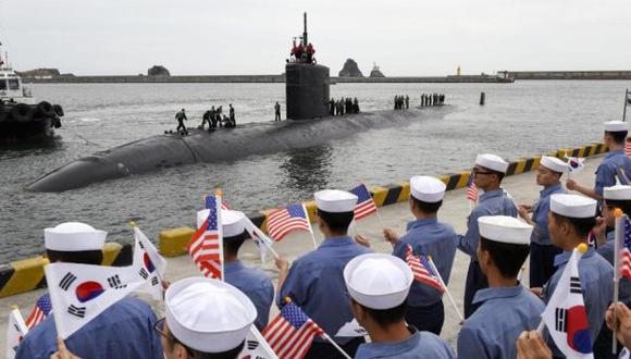 Sub marino USS Cheyenne llegó a Corea del Sur. (Foto: AFP)