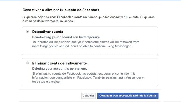 De esta manera podrás desactivar tu cuenta de Facebook de forma rápida y sencilla. (Foto: Facebook)