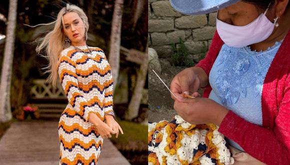 La artesana peruana Elisa Luzdivina y la diseñadora Chiara Macchiavello configuraron el vestido que la cantante Katy Perry luce en su último videoclip, "Electric". (Fotos: Instagram/ @escvdo)