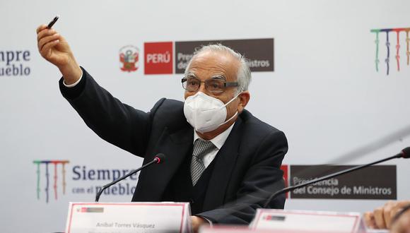 Aníbal Torres podría ser interpelado nuevamente en el Congreso, esta vez por la ampliación del estado de emergencia y el proyecto de adelanto de elecciones. (Foto: PCM)