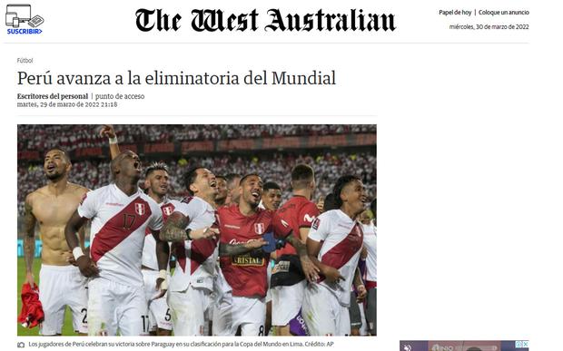 The Australian media highlighted the Peruvian victory.