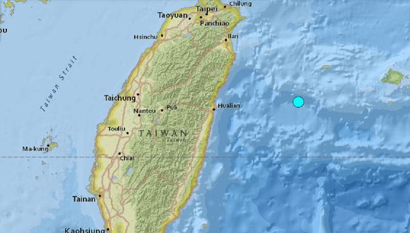 Un terremoto de magnitud 6,1 sacudió el este de Taiwán la madrugada del 24 de octubre de 2023. (Captura de USGS)