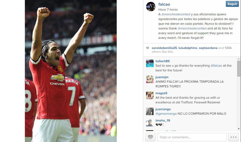 Instagram: Falcao agradeció el apoyo de los fans de Manchester - 2