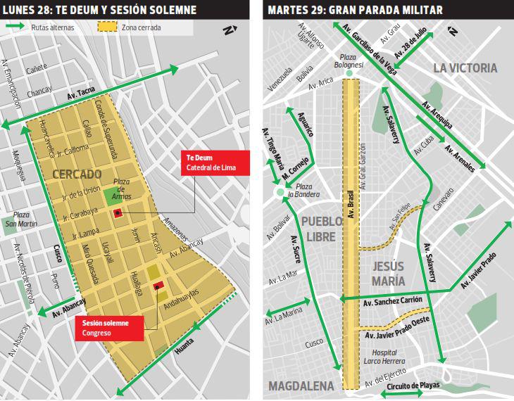 Cerrarán calles de tres distritos por Fiestas Patrias - 2
