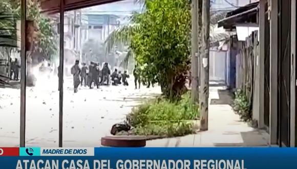 Casa del gobernador regional de Madre de Dios, Luis Otsuka, fue atacada por vándalos el viernes 27 de enero | Captura de Canal N