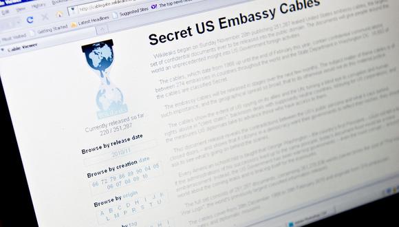 Vista de la página de inicio de WikiLeaks tomada en Washington el 28 de noviembre de 2010. (Foto de NICHOLAS KAMM / AFP)