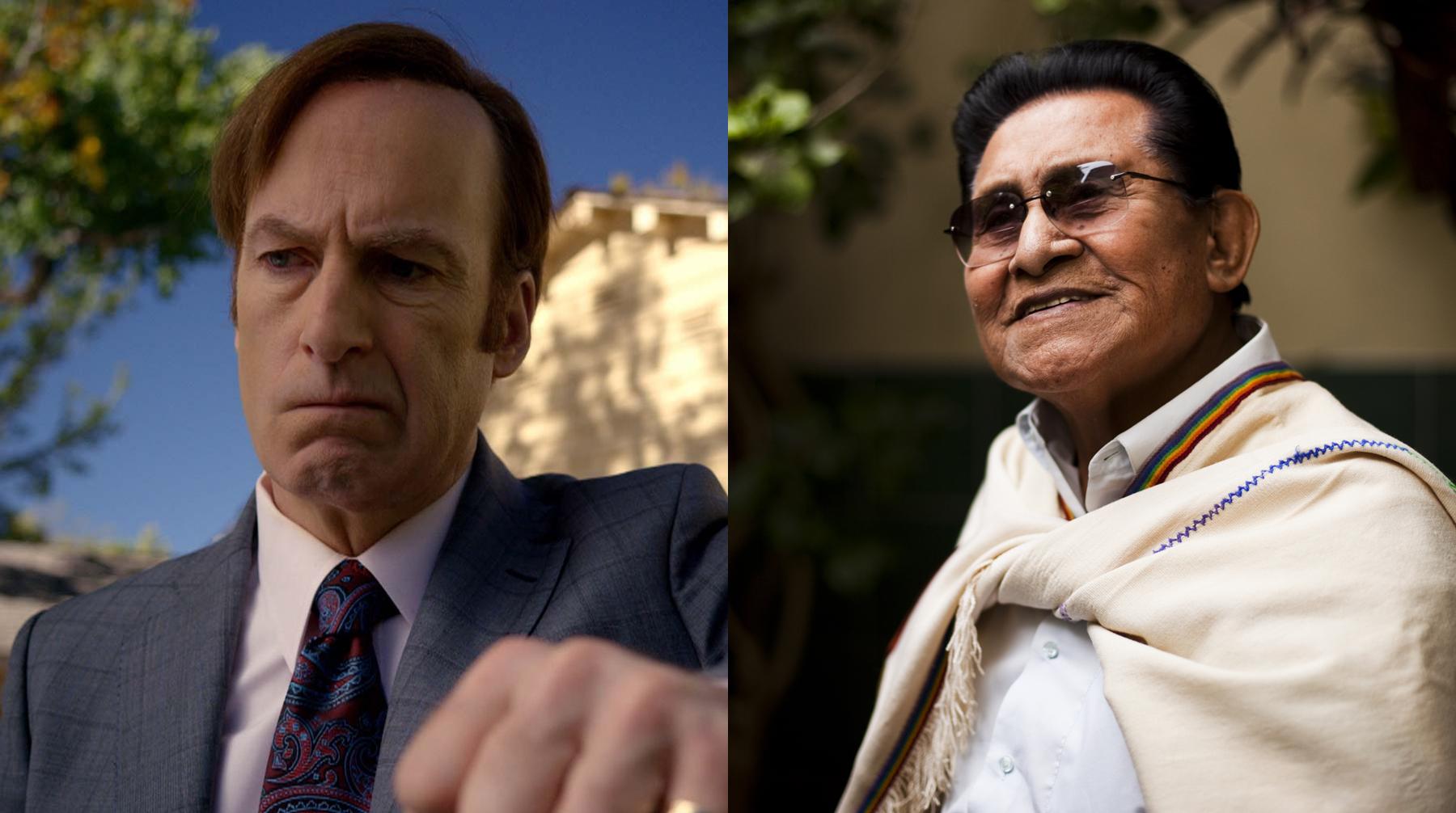 De izquierda a derecha Bob Odenkirk, protagonista de "Better Call Saul", y Luis Abanto Morales, compositor del "Mambo de Machaguay". (Fotos: AMC/ El Comercio)