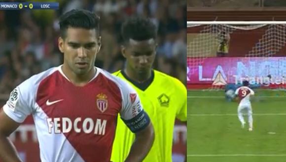 Radamel Falcao erró penal en el Monaco vs. Lille. (Foto: Captura)