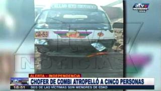 Independencia: chofer ebrio arrolla con combi a 5 personas en paradero