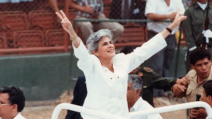 Barrios de Chamorro fue la primera mujer en América Latina en ser elegida para el cargo de presidente. (GETTY IMAGES).