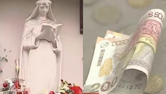 Devotos de Santa Rosa de Lima lanzan billetes de S/ 200 en ermita. (Captura: América Noticias)