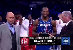 Kawhi Leonard ganó el trofeo MVP Kobe Bryant del NBA All Star 2020