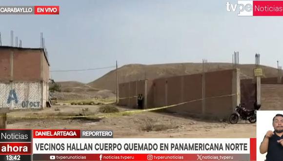 Hallan cuerpo mutilado y calcinado de mujer cerca de una huaca de Carabayllo. (Foto: TV Perú Noticias)